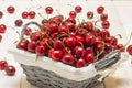 Cherries in a basket Royalty Free Stock Photo