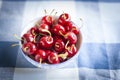Cherries on a bowl, healthy snack concept