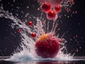 Cherries falling into the water, Generative AI Illustration Royalty Free Stock Photo