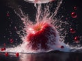 Cherries falling into the water, Generative AI Illustration Royalty Free Stock Photo