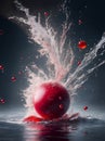 Cherries falling into the water, Generative AI Illustration Royalty Free Stock Photo