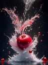 Cherries falling into the water, Generative AI Illustration Royalty Free Stock Photo