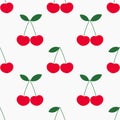 Cherries fruit flat seamless pattern