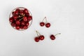 Cherries in glassr bowl. Royalty Free Stock Photo