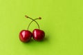 Cherries green background Royalty Free Stock Photo