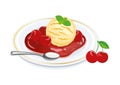 Cherries Jubilee dessert vector illustration Royalty Free Stock Photo