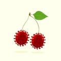 Cherries made of models of COVID-19 coronavirus, concept of pandemic spreading