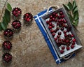 Cherries in a muffin tin