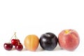 Cherries and peach with plum Royalty Free Stock Photo