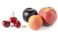 Cherries, plum and peaches Royalty Free Stock Photo