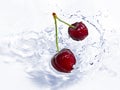 Cherries splashing