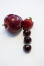 Cherries Strawberry Apple on white background Royalty Free Stock Photo