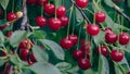 Cherries on a tree in the garden under rain Royalty Free Stock Photo