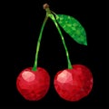 cherries in triangulation style on black background