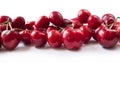 Cherries on a white background. Fresh red cherries. Texture blueberry berries close up. Cherry fruit. Cherries with copy space for Royalty Free Stock Photo