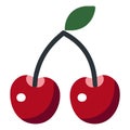 Cherries on a white background vector illustration . Royalty Free Stock Photo