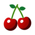 Cherries on a white background vector illustration . Royalty Free Stock Photo