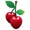 Cherries on a white background vector illustration . Royalty Free Stock Photo