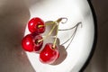 Cherries in a white bowl Royalty Free Stock Photo