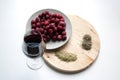 Cherries and wine, rosemary and thyme Royalty Free Stock Photo