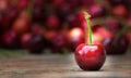 Cherries on a wooden table.