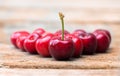 Cherries on a wooden table.