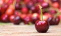 Cherries on a wooden table.