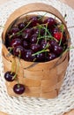 Cherris in a basket Royalty Free Stock Photo