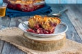 Cherry and almond bakewell pudding Royalty Free Stock Photo