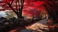 The Cherry Avenue: An Enchanted Garden Pathway to Utopia Royalty Free Stock Photo