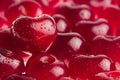 Cherry background with cherry in form of heart. Ripe fresh rich cherries with drops of water. Macro. Texture. Fruit background. Royalty Free Stock Photo