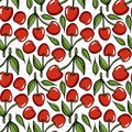 Cherry background, seamless pattern vector illustration. Good for textile, wrapping, wallpapers, etc. Sweet red ripe Royalty Free Stock Photo