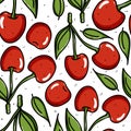 Cherry background, seamless pattern vector illustration. Good for textile, wrapping, wallpapers, etc. Sweet red ripe Royalty Free Stock Photo