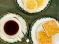 Cherry Bakewell Cake Slices With Black Lemon Tea