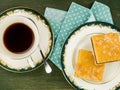 Cherry Bakewell Cake Slices With Black Lemon Tea