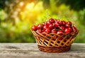 Cherry basket on table