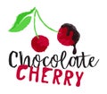 Cherry berries with chocolate fruit label