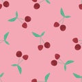 Cherry berries and leaves seamless pattern illustration Royalty Free Stock Photo