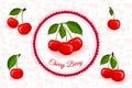 Cherry berry label vector background