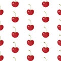 Cherry berry seamless pattern with leaves Royalty Free Stock Photo