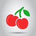 Cherry berry vector icon. Cherries fruit illustration. Sweet che