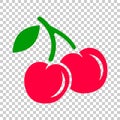 Cherry berry vector icon. Cherries illustration on on isolated t