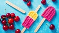 Cherry Bliss A Refreshing Delight on National Cherry Popsicle Day.AI Generated Royalty Free Stock Photo