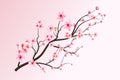 Cherry blossom with blooming watercolor Sakura. Realistic watercolor sakura flower branch. Japanese Cherry blossom vector. Cherry