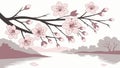 Cherry Blossom Branch Corner Decoration, vector design Generative AI Royalty Free Stock Photo