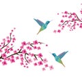 Cherry Blossom Branches With Birds