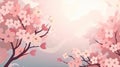 Cherry Blossom Floral Abstract: Springtime in Japan with Vibrant Sakura Flower Background. Generative AI