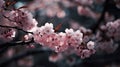 Cherry Blossom Floral Abstract: Springtime in Japan with Vibrant Sakura Flower Background. Generative AI