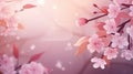 Cherry Blossom Floral Abstract: Springtime in Japan with Vibrant Sakura Flower Background. Generative AI