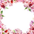 Cherry blossom frame. Watercolor Spring floral border with hand painted pink sakura flowers on white background. Royalty Free Stock Photo